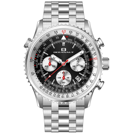 Oceanaut Men's Flight Watch stainless steel case and bracelet black chronograph dial on Tampa Home & Garden Store
