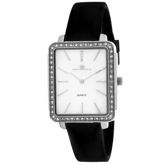 Oceanaut Adorn Women's watch with white dial, square crystal bezel, black strap on Tampa Home & Garden Store