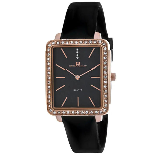 Oceanaut Women's Adorn Quartz Movement Watch rose-gold-tone bezel, crystal, black strap on Tampa Home & Garden Store