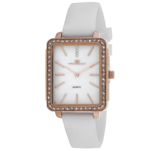 Oceanaut Adorn Women's Stainless Steel Watch with rose-gold crystal bezel, white dial strap on Tampa Home & Garden Store