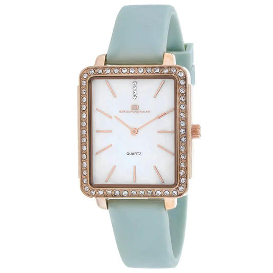 Oceanaut Women's Adorn Quartz Watch rose-gold bezel crystals mint teal strap white dial on Tampa Home & Garden Store