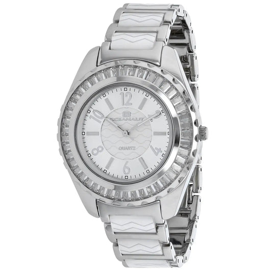 Oceanaut Lucia stainless steel women's watch with crystal-studded bezel and white dial on Tampa Home & Garden Store