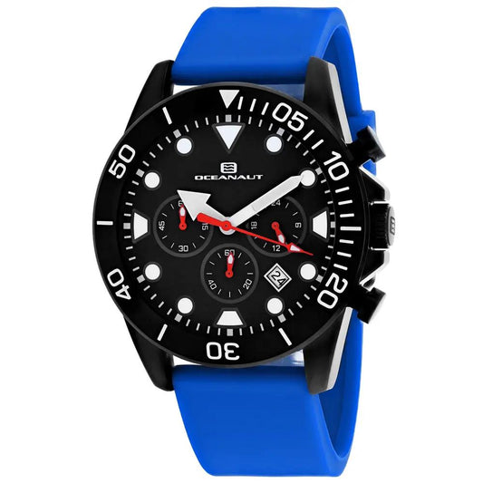 Oceanaut Naval Men's Watch stainless steel case blue silicone strap black chronograph dial on Tampa Home & Garden Store