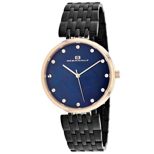 Oceanaut Aerglo women's watch with MOP dial, rose-gold case, black stainless bracelet on Tampa Home & Garden Store