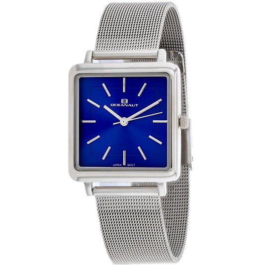 Oceanaut Tradi stainless steel watch with blue square dial and mesh strap on Tampa Home & Garden Store