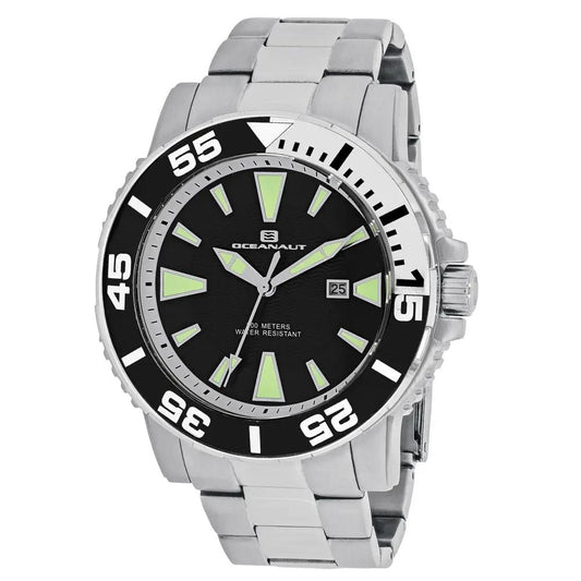 Oceanaut Marletta Men's Stainless Steel Watch with black dial and neon markers on Tampa Home & Garden Store