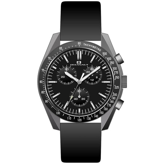Oceanaut Orbit men's leather strap watch with black dial and tachymeter bezel on Tampa Home & Garden Store