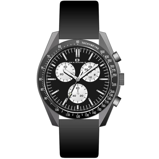 Oceanaut Orbit watch with black dial, tachymeter bezel, and leather strap on Tampa Home & Garden Store