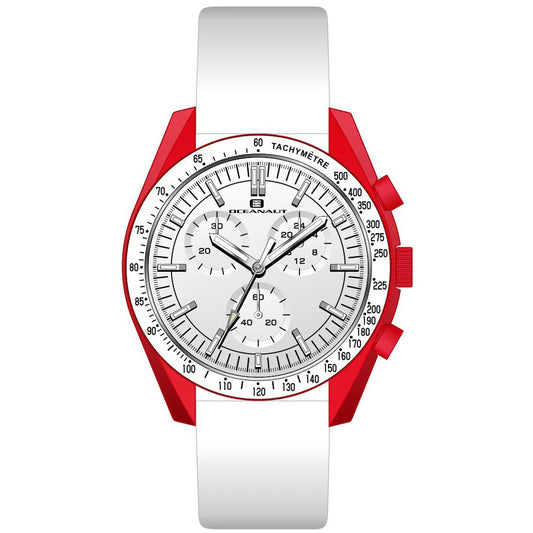 Oceanaut Orbit Leather Strap Watch with red case and tachymeter bezel on Tampa Home & Garden Store