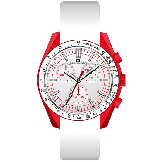 Oceanaut Orbit men's quartz watch red case white leather strap tachymeter dial on Tampa Home & Garden Store