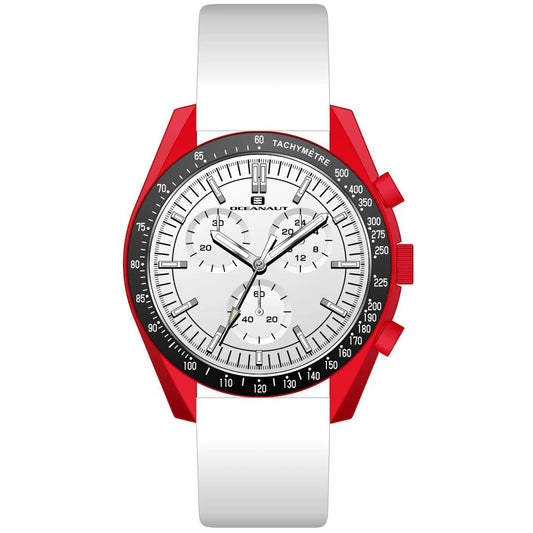 Oceanaut Orbit watch for men with white leather strap, red case, chronograph dial on Tampa Home & Garden Store