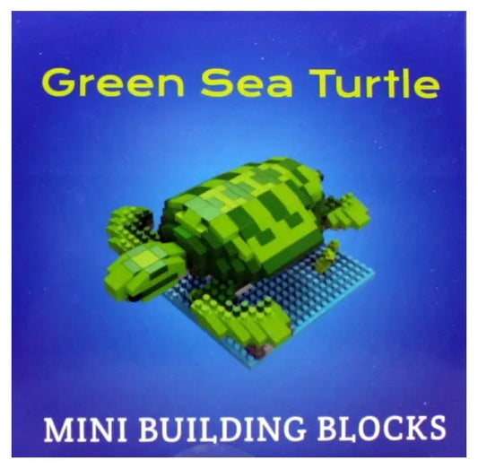 Mini Building Blocks Green Sea Turtle Kit green plastic turtle on blue base plate on Tampa Home & Garden Store
