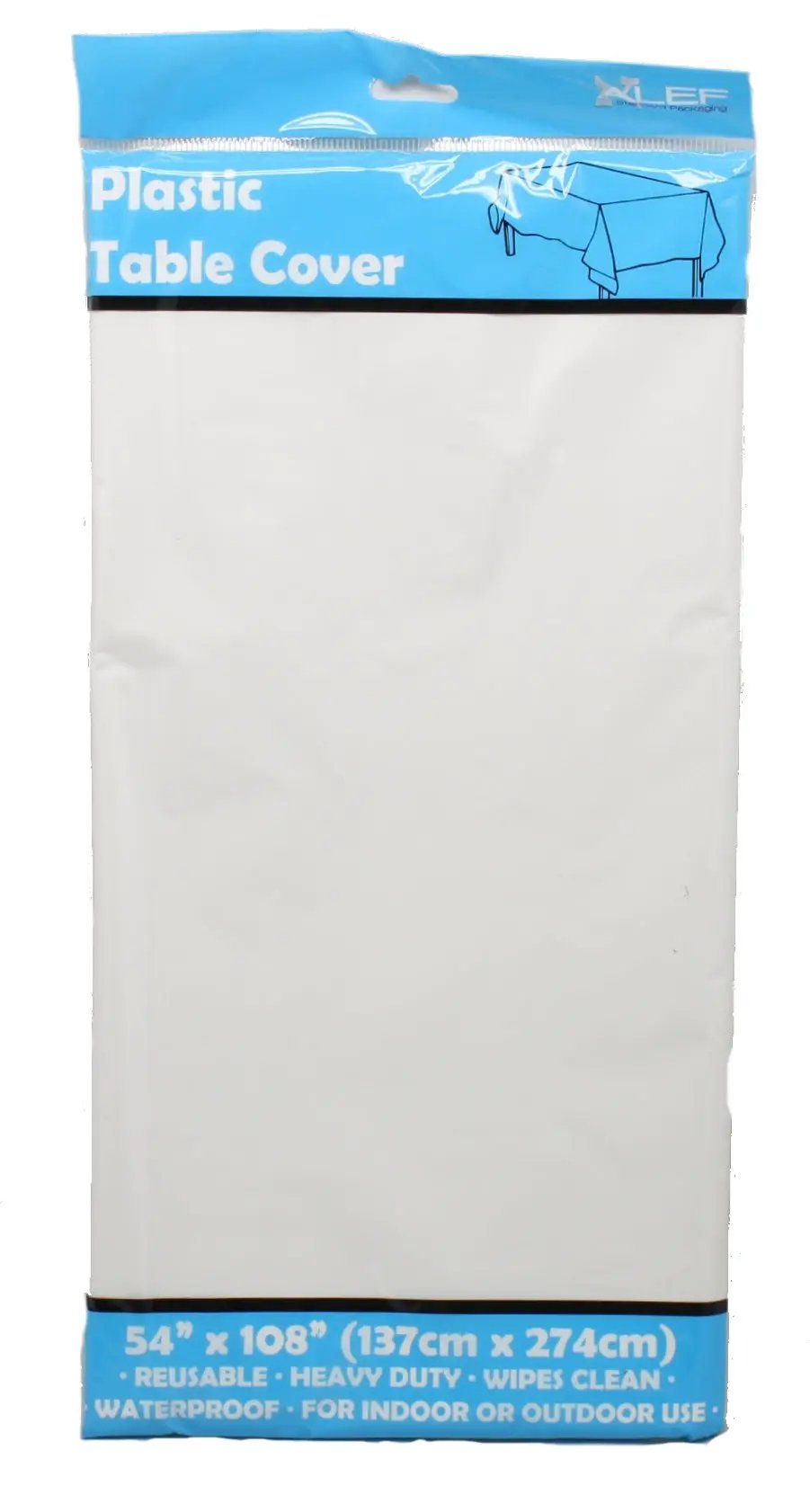 Plastic White Table Cover 54x108in waterproof heavy-duty for indoor/outdoor use on Tampa Home & Garden Store