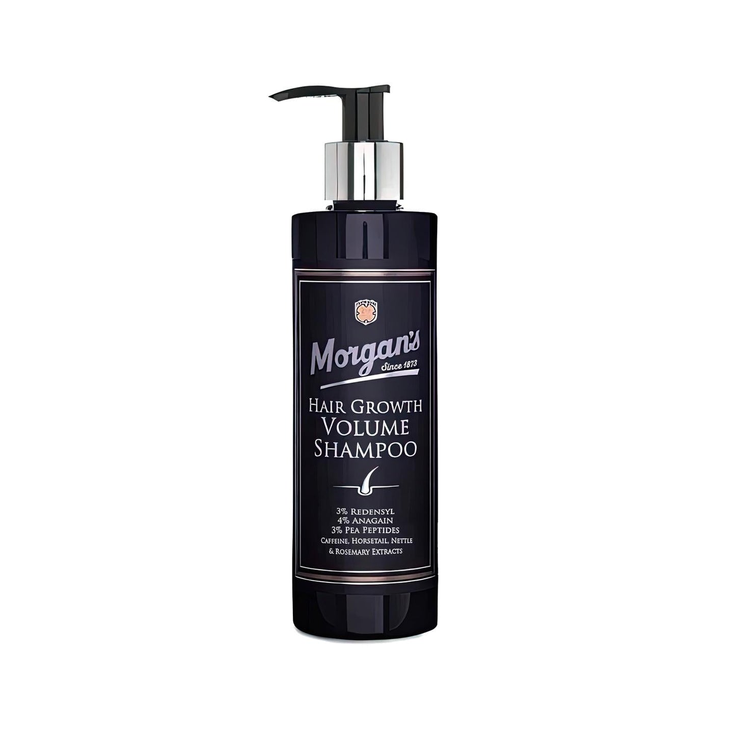 Morgan's Hair Growth Volume Shampoo bottle with pump, dark bottle, 250ml on Tampa Home & Garden Store