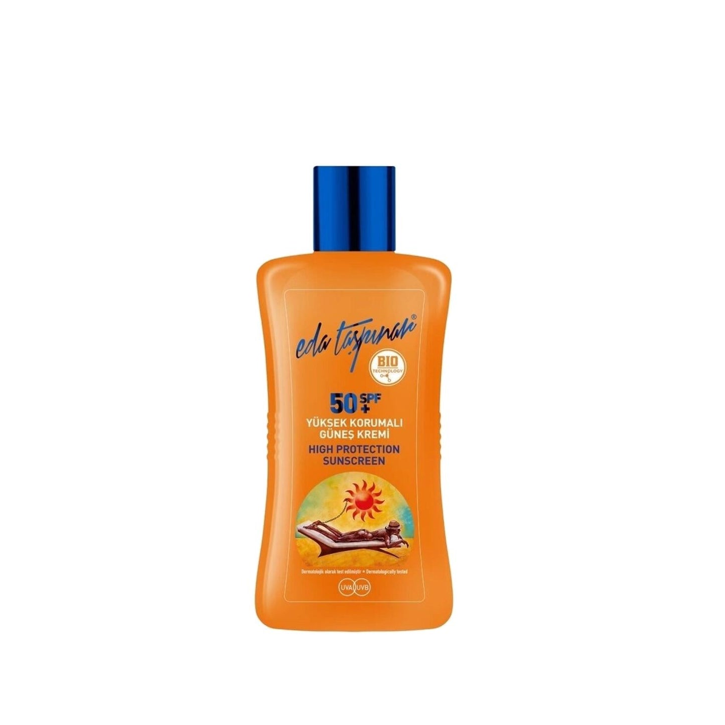 Eda Ta_põnar sunscreen bottle orange 200ml blue cap SPF50+ Beauty Care Bag high protection on Tampa Home & Garden Store
