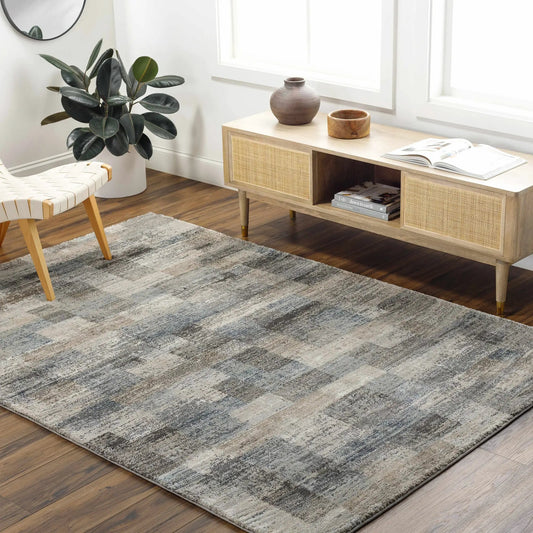 Ohtli Mosaic Luxe Thick Rug Southwestern Gray plush textured pile by Boutique Rugs on Tampa Home & Garden Store