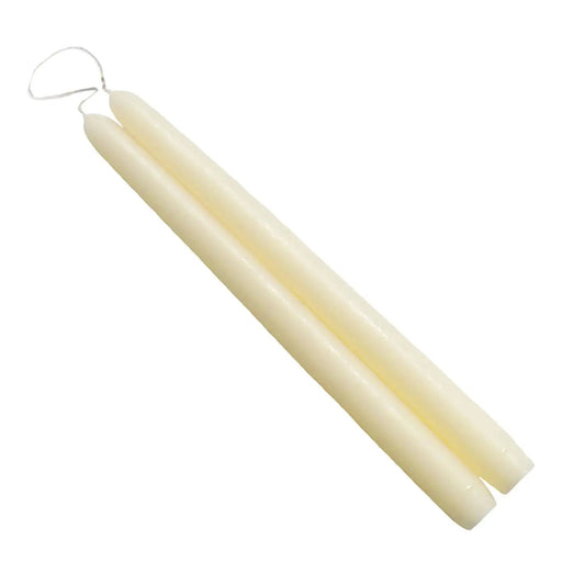 Mole Hollow 10-inch off-white taper candles, pair on Tampa Home & Garden Store