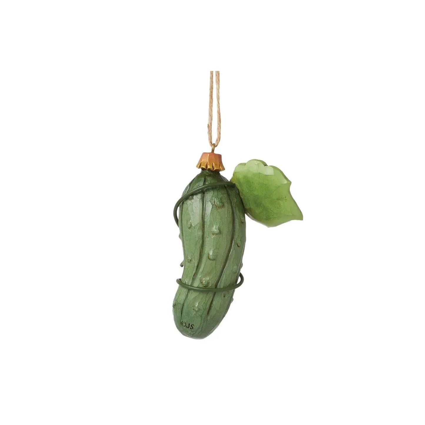 Jim Shore Legend of the Pickle Ornament, green pickle with gold cap and vine wrap on Tampa Home & Garden Store