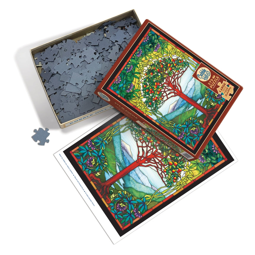 Tree of Life stained glass 275-piece puzzle by The Country Christmas Loft, vibrant jigsaw art on Tampa Home & Garden Store