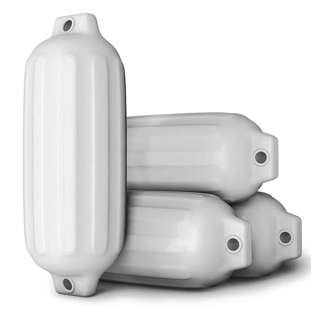 4-ribbed white marine boat fenders set of 4, vinyl bumper with mounting eyelets DirectDeals on Tampa Home & Garden Store