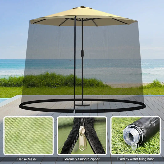 DirectDeals 9 to 10 ft umbrella table mosquito screen net with dense mesh, smooth zipper on Tampa Home & Garden Store