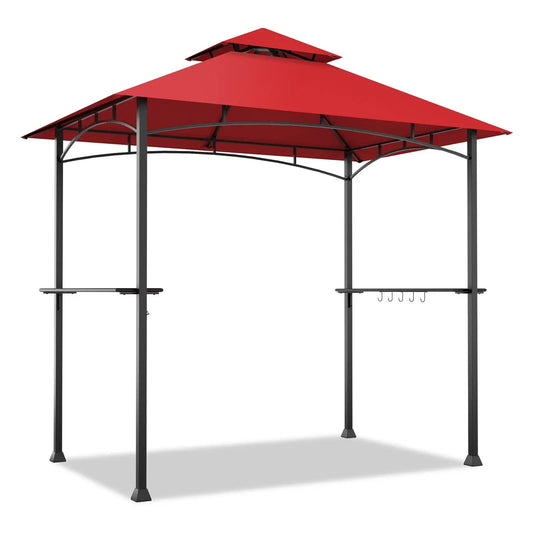 8 x 5 Feet Outdoor Barbecue Grill Gazebo Canopy Tent BBQ Shelter-Wine - Tampa Home & Garden Store