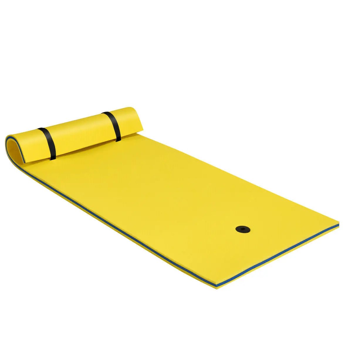 3-Layer Water Mat Tear-Proof yellow with blue trim, rolled bolster pool lounger on Tampa Home & Garden Store