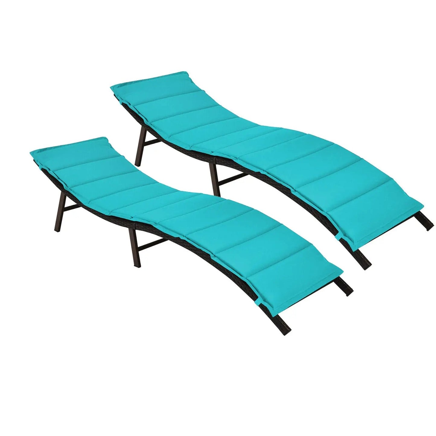 Two Piece Folding Patio Lounger Chairs turquoise with black frames DirectDeals on Tampa Home & Garden Store