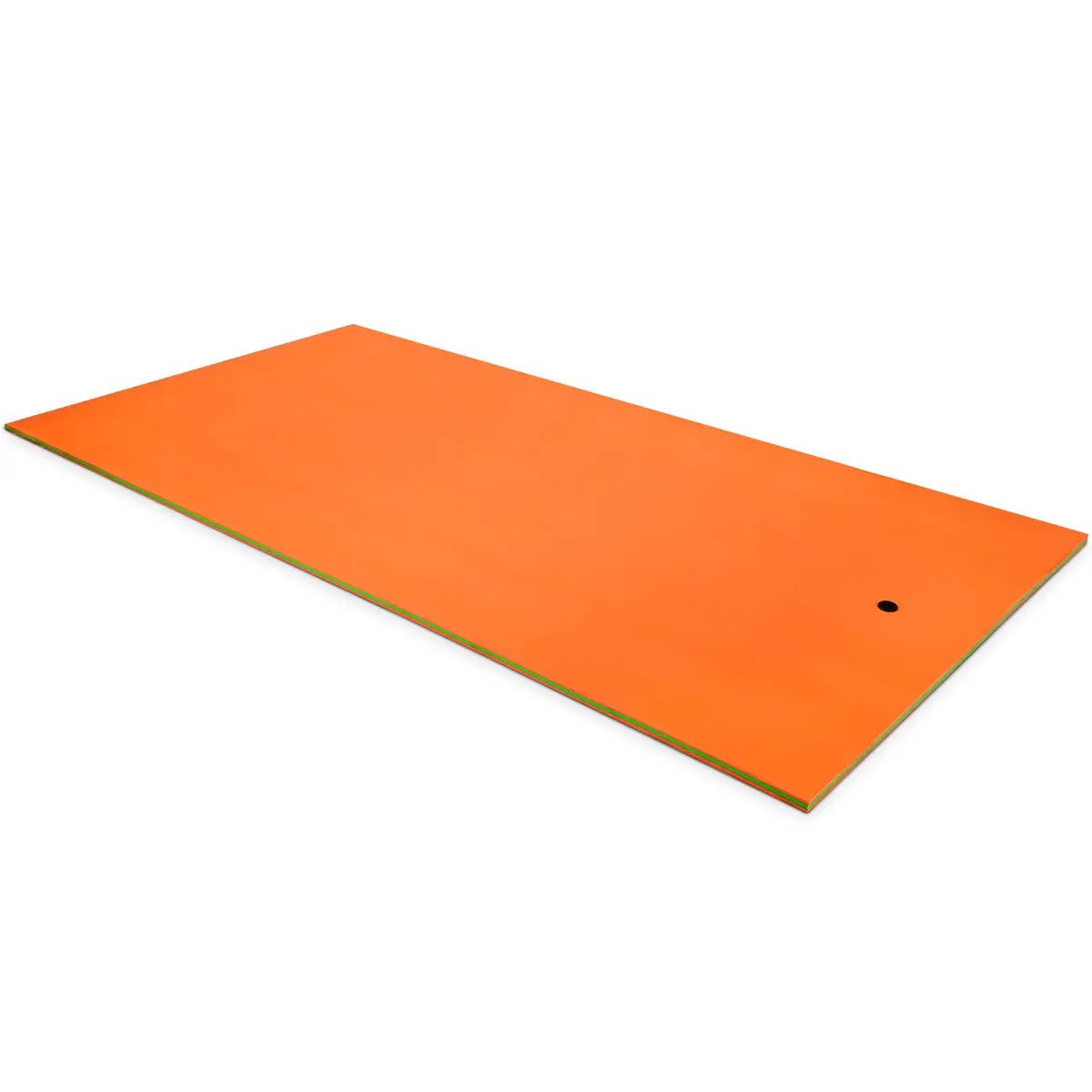 12 ft x 6 ft 3-layer floating water pad orange with green edge on Tampa Home & Garden Store