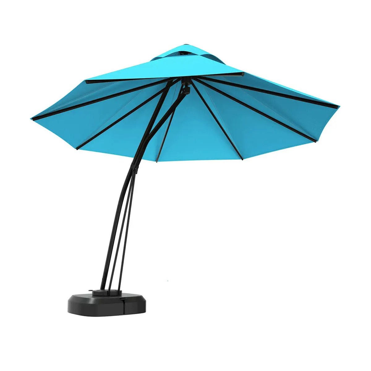 11 ft cantilever outdoor umbrella turquoise canopy with black frame and base on Tampa Home & Garden Store