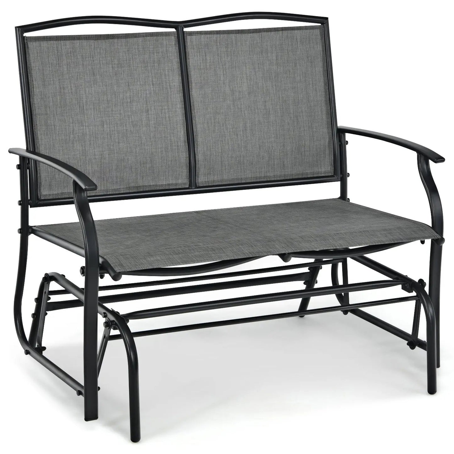 Iron Patio Rocking Chair for Outdoor Backyard and Lawn-Black - Tampa Home & Garden Store
