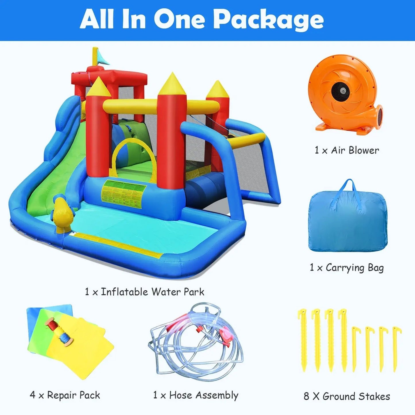 Inflatable Bounce House Splash Pool Water Slide with water climb, blower included DirectDeals on Tampa Home & Garden Store