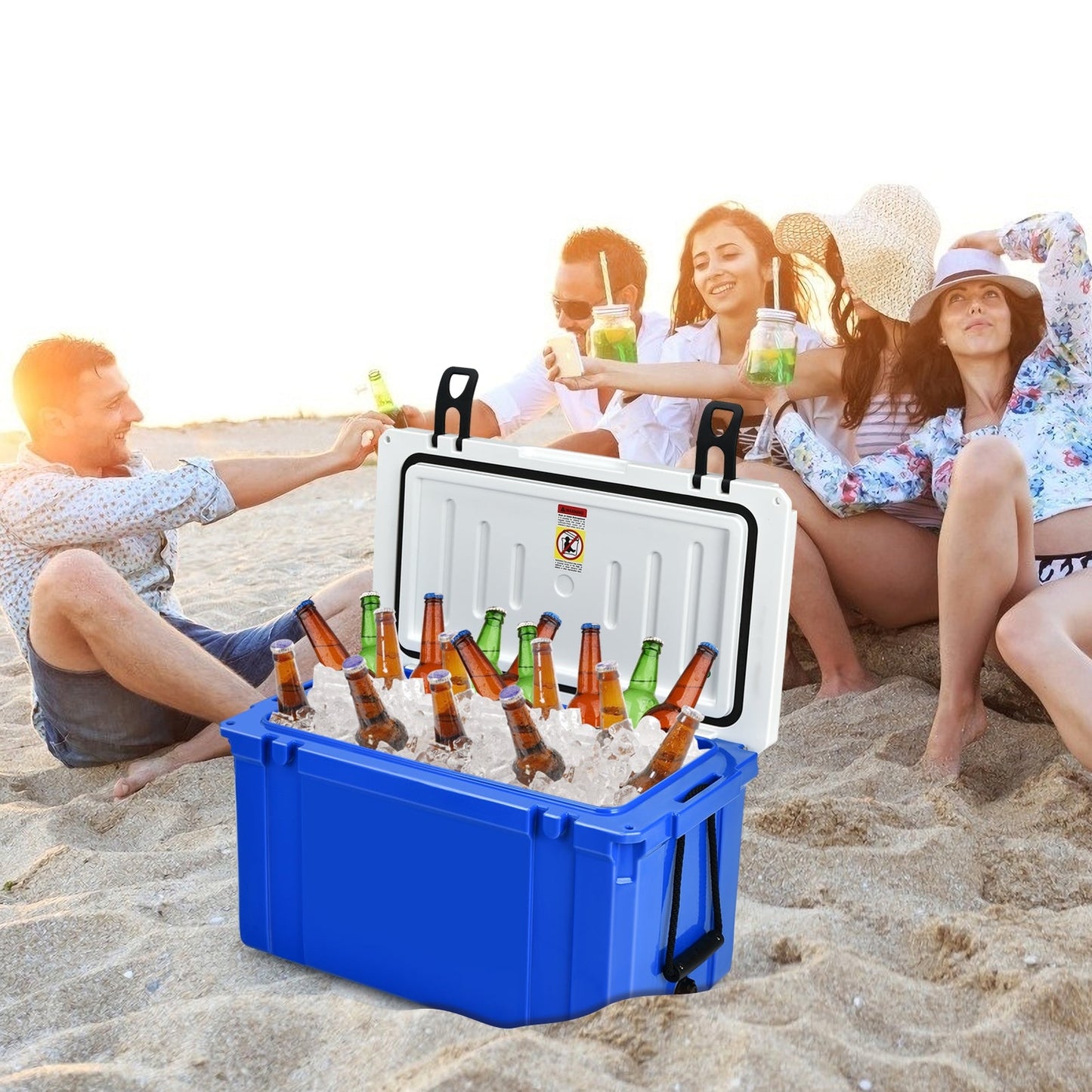 58 Quart Leak-Proof Portable Cooler Ice Box for Camping-Blue