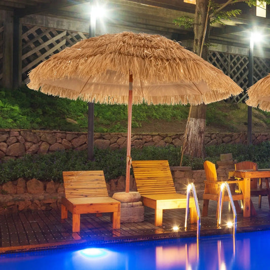 6.5 Feet Portable Thatched Tiki Beach Umbrella with Adjustable Tilt - Tampa Home & Garden Store