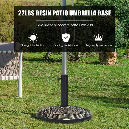 22Lbs Patio Resin Umbrella Base with Wicker Style for Outdoor Use - Tampa Home & Garden Store