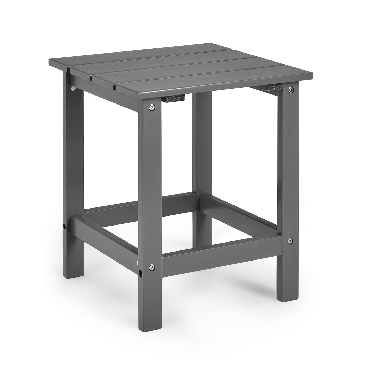 Mesa Auxiliar de Café Cuadrada de 15 Pulgadas con Listones de Madera para Patio/Jardín - Blanca