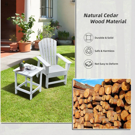 15 Inch Patio Square Wooden Slat End Side Coffee Table for Garden-White - Tampa Home & Garden Store