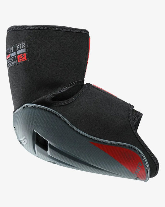 EVS Option Air Elbow Guard, black fabric sleeve with gray carbon-fiber shell and red accents on Tampa Home & Garden Store