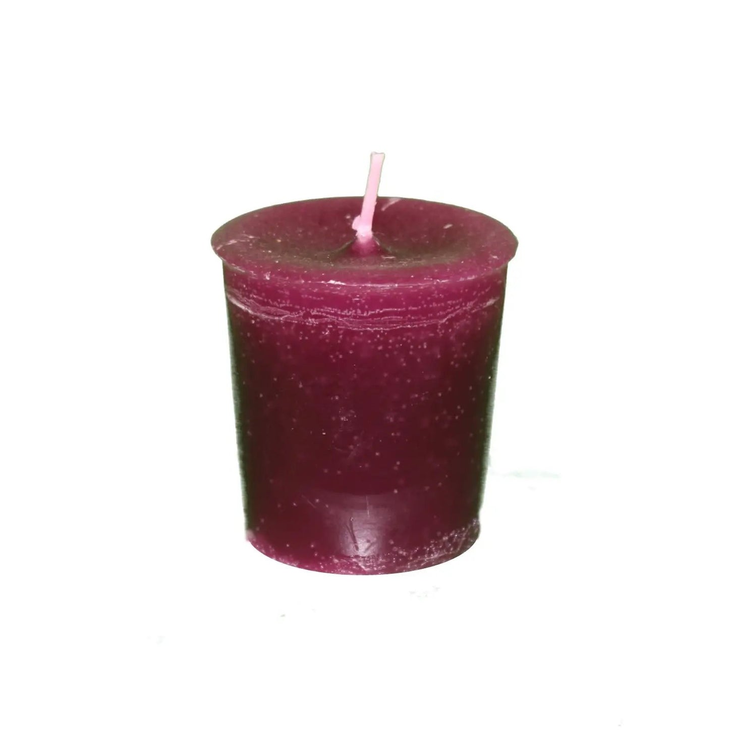 Mulberry scented votive candle in deep burgundy wax with pink wick, single votive on Tampa Home & Garden Store