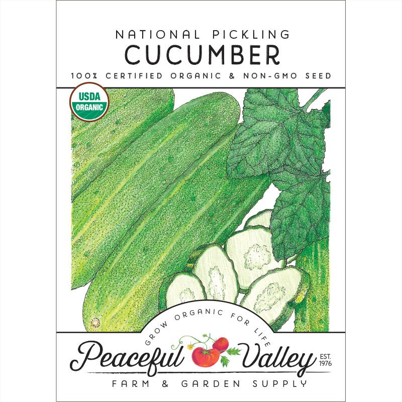 National Pickling Cucumber seeds organic Peaceful Valley brand with USDA Organic label on Tampa Home & Garden Store