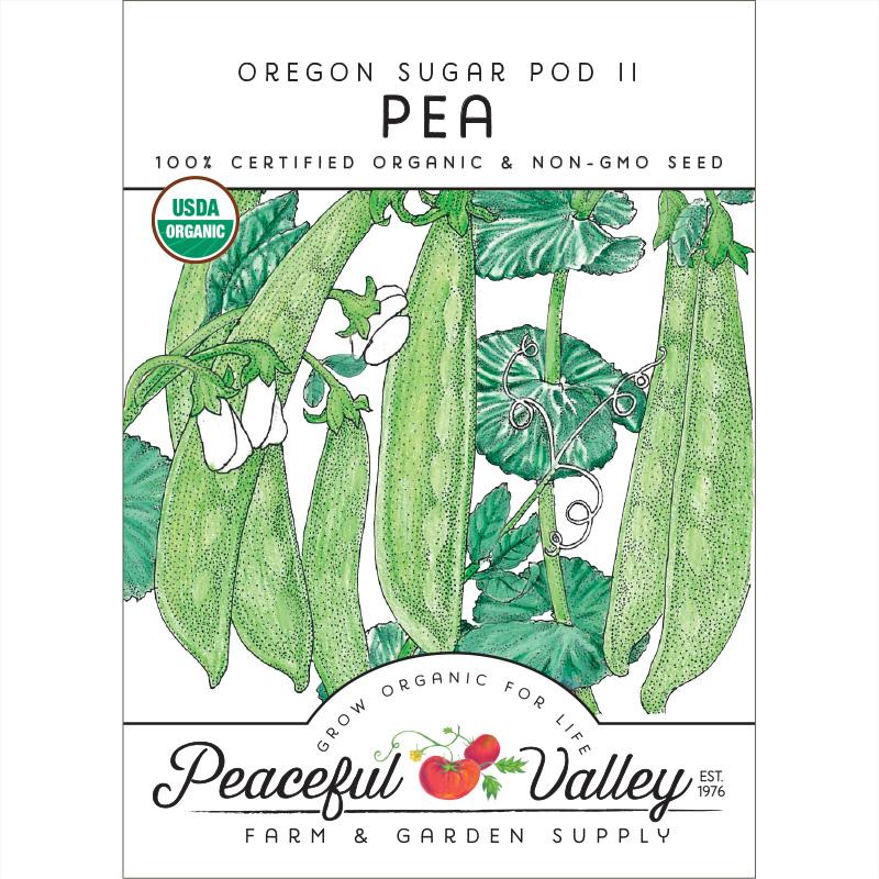 Oregon Sugar Pod II pea seeds by Seedtime Store; organic with USDA Organic seal Peaceful Valley on Tampa Home & Garden Store