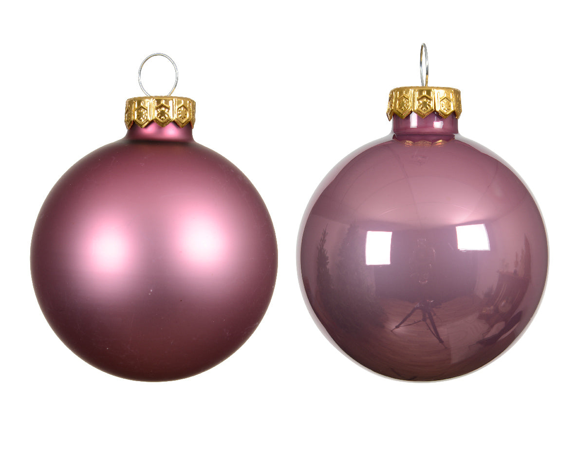 Vintage pink glass Christmas ornaments, set of 2, with gold caps on Tampa Home & Garden Store