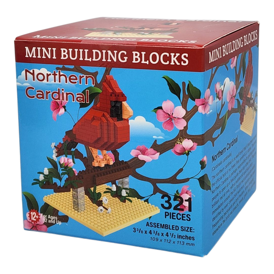Northern Cardinal Mini Building Blocks by The Country Christmas Loft, interlocking blocks on Tampa Home & Garden Store