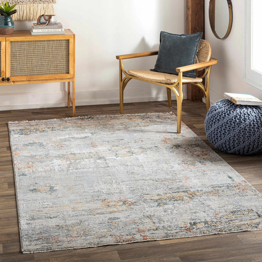 Ottawa Luxe Rug teal and silver blue with distressed pattern by Boutique Rugs on Tampa Home & Garden Store
