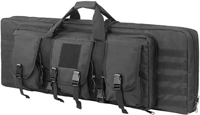Black foldable river fishing bag with front pockets and buckle closures on Tampa Home & Garden Store