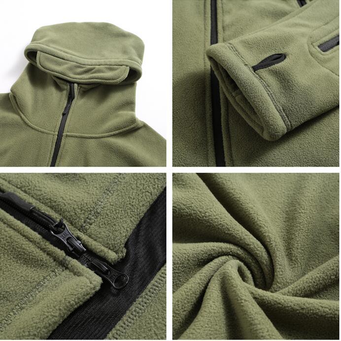 Outdoor Tactical Fleece Jacket olive green hooded full-zip fleece coat by Stevvex sport jacket on Tampa Home & Garden Store