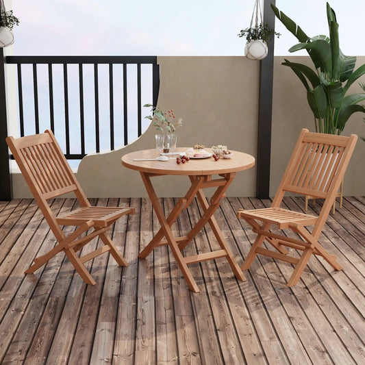 Outdoor Bistro Set with Slatted Seat and Tabletop for Backyard - Tampa Home & Garden Store
