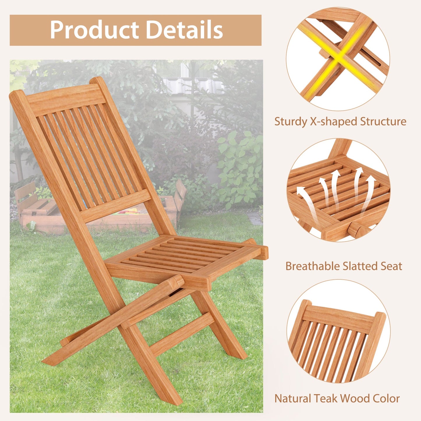 Juego de bistró para exteriores con asiento y tablero de mesa de listones para el patio trasero