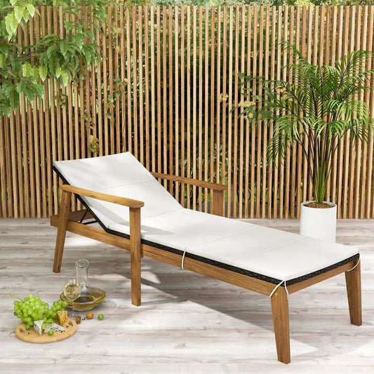 Outdoor Chaise Lounge Chair Rattan Patio Recliners with Armrests - Tampa Home & Garden Store