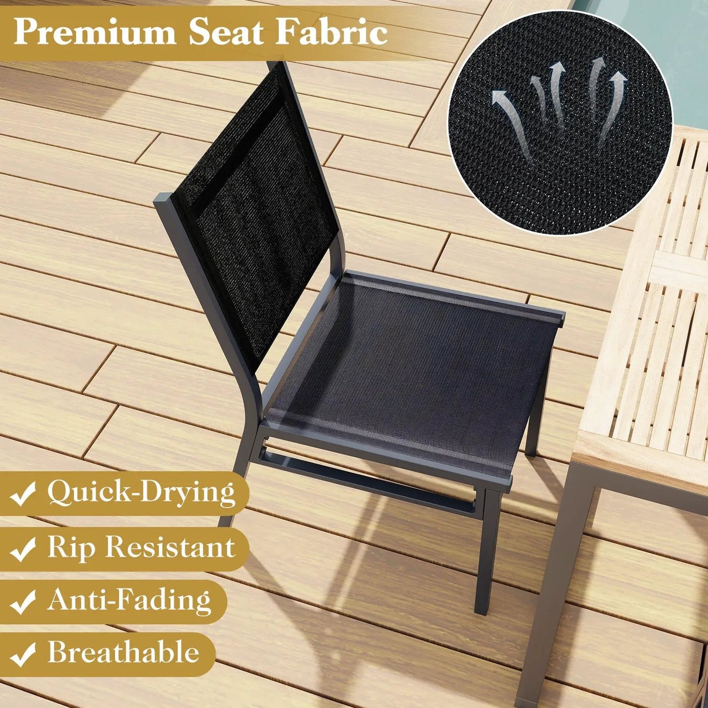 Outdoor Dining Chairs with Breathable Seat and Backrest for Backyard Porch Poolside-1 Piece - Tampa Home & Garden Store